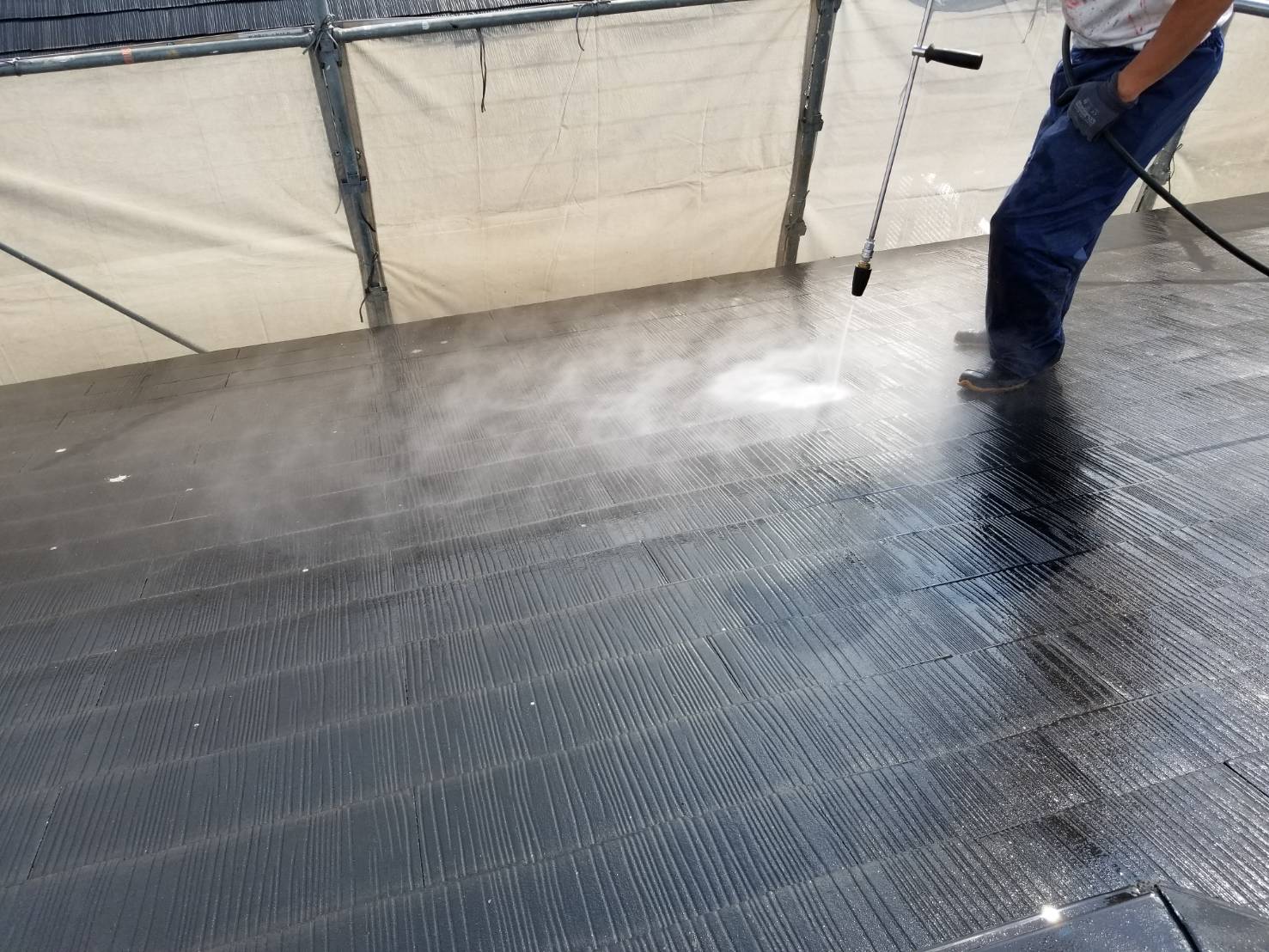 白岡スレート屋根高圧洗浄