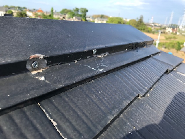 屋根棟板金釘補修